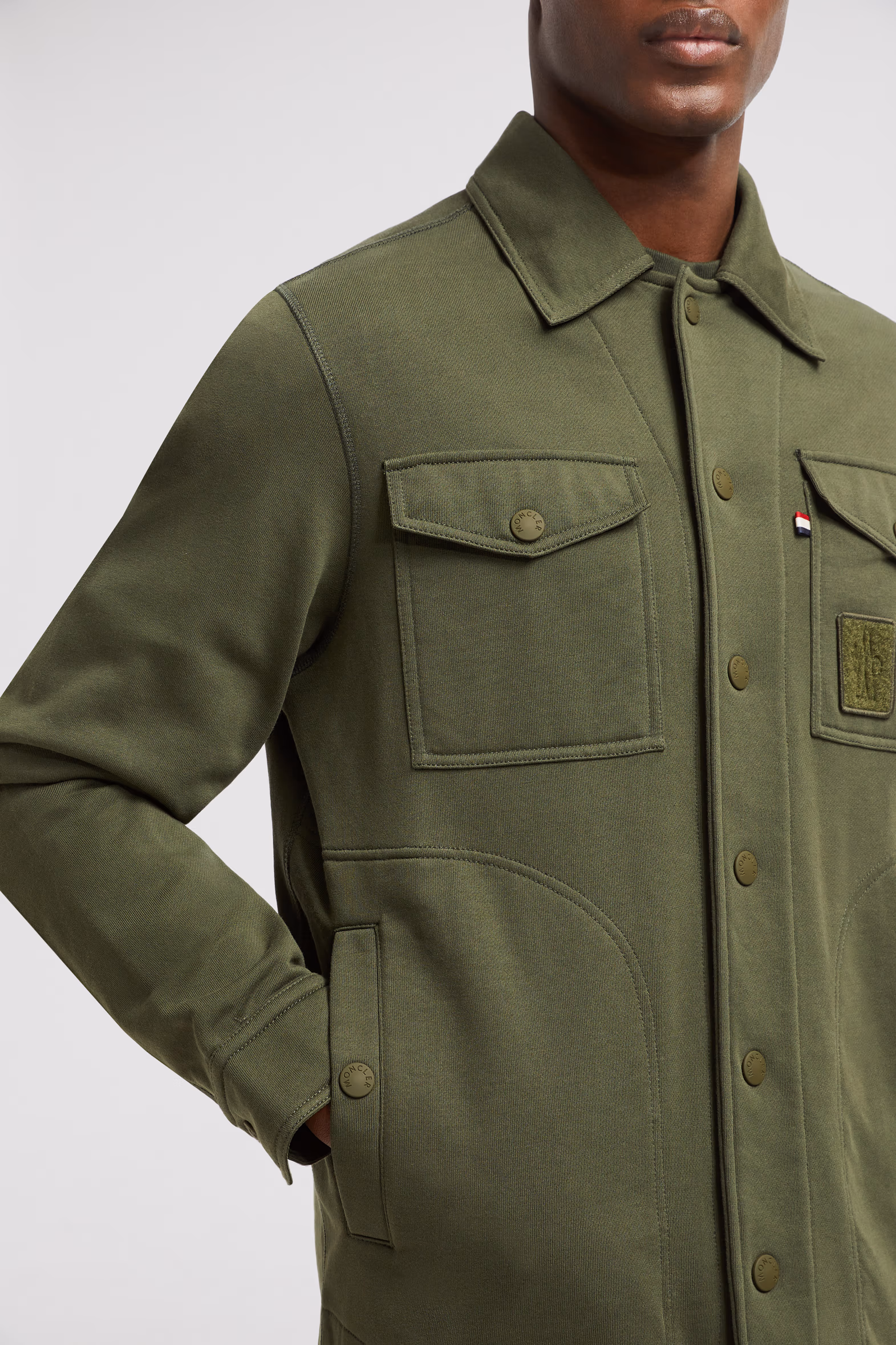 Cotton Shirt Men Olive Green Moncler 6